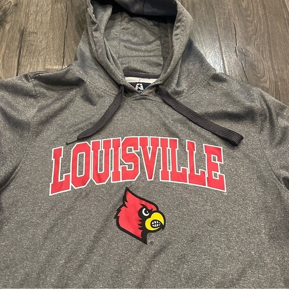 Louisville Cardinals Hoodie Sweatshirt J. America Size L Gray Drawstring NCAA - Picture 2 of 10